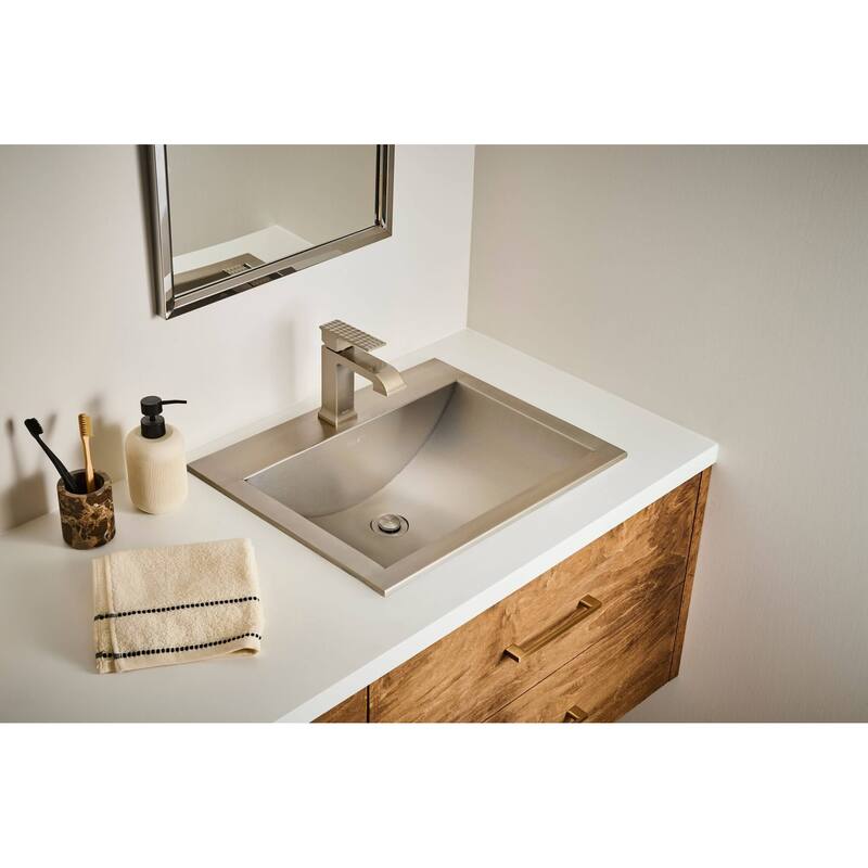 Ruvati Decora Single Handle Square Stacked Short Bathroom Faucet in Brushed Nickel - RVF5132BN - 7'6" x 9'6"