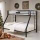 preview thumbnail 2 of 9, Black Twin XL/Queen Bunk Bed w/ Slat System & Ladder