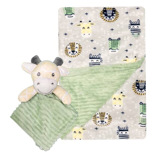 MODERN BABY Super Soft Baby Blanket Set with Lovey Toy Plush Blanket
