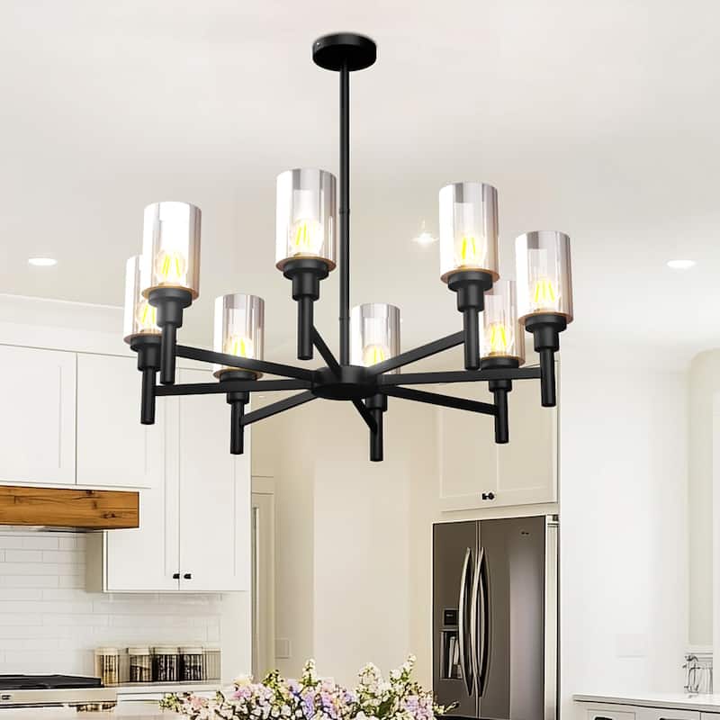 Farmhouse Ferris Wheel Glass Chandelier - 8-Light
