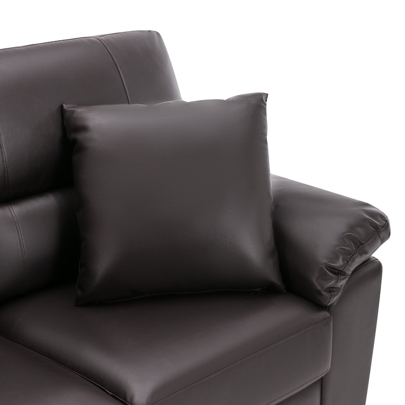 Upholstered Living Room Set, 3 Pieces - Faux Leather Loveseat, Sofa with Ottoman