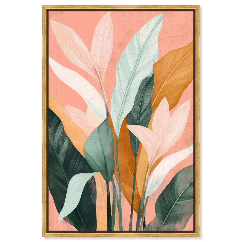 Peach and Palm Canvas by Art Remedy - Gold - 24" x 36"