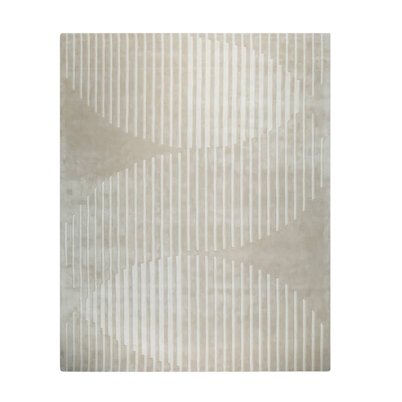 Beige Hand-Tufted Wool Modern Rug by EORC | Elegant and Luxurious Area