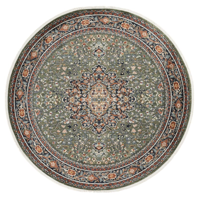 SAFAVIEH Lauren Ralph Lauren Kitza Transitional Rug - 6'7" Round - Green/Navy