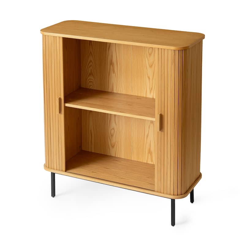 Ribbed Wood Storage Cabinet - 46"x39"