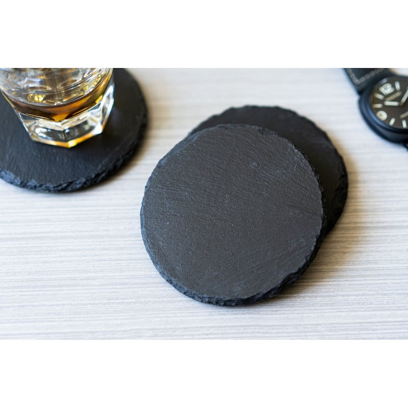 Caddy Bay Collection Slate Coaster - Set of 4 - Round Slate