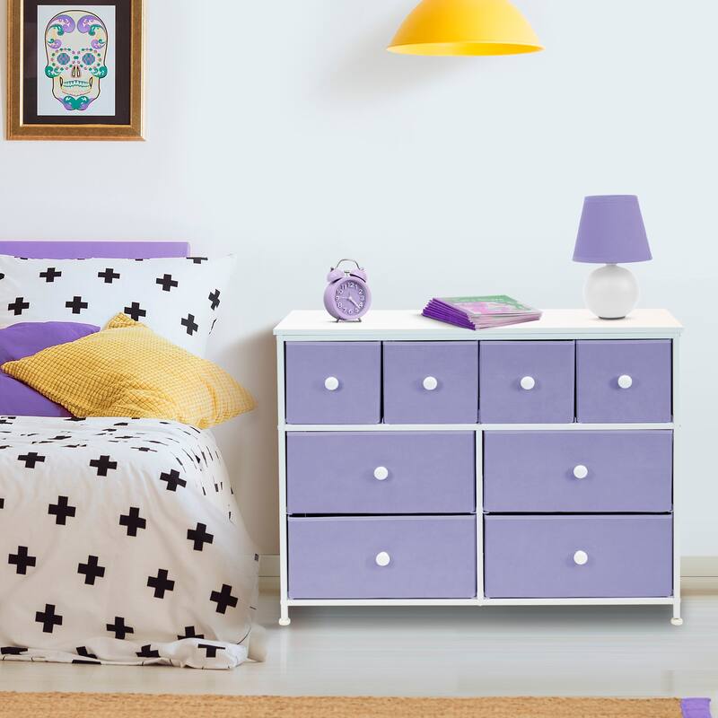 8-Drawer Chest Storage Tower, Knob Handle, Fabric Dresser for Bedroom