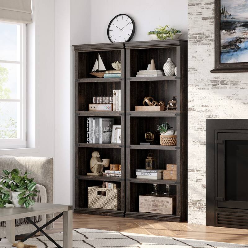 5-Shelf Bookcase, Modern Floor Standing Display Storage Shelves