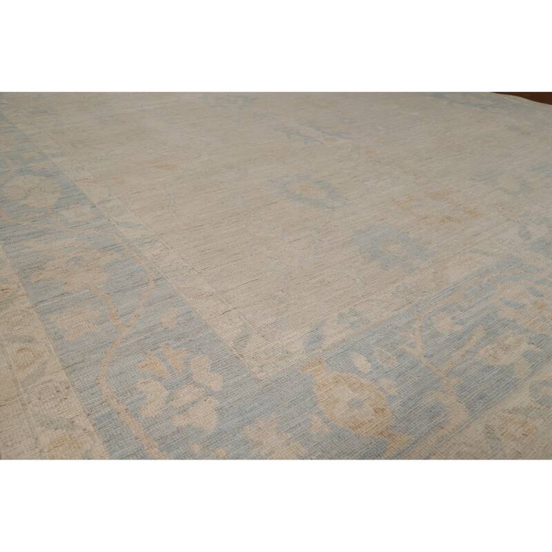 Hand Knotted Oriental 100% Wool Carpet Transitional All-Over Beige & Ivories Oushak Area Rug - 10' 0'' X 8' 0''