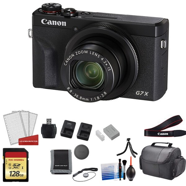 Canon PowerShot G7X Mark III Camera (Black) with 2x 64GB Memory Cards
