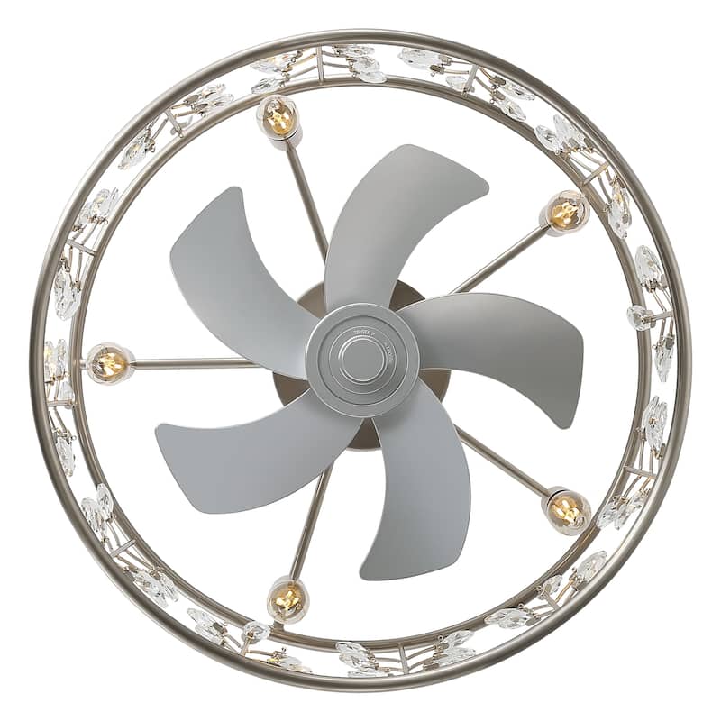 20" Glam Crystal Chandelier Caged Ceiling Fan with Light and Remote