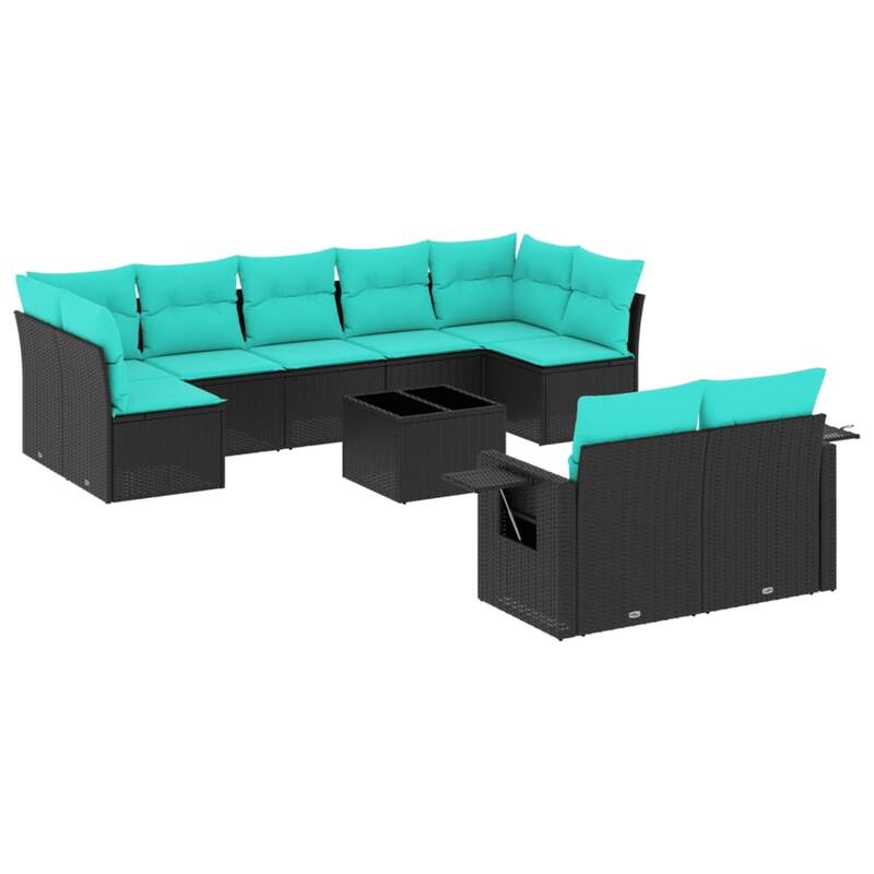 vidaXL Patio Sofa Set with Cushions Outdoor Conversation Furniture Poly Rattan - 24.4 x 24.4 x 27.2