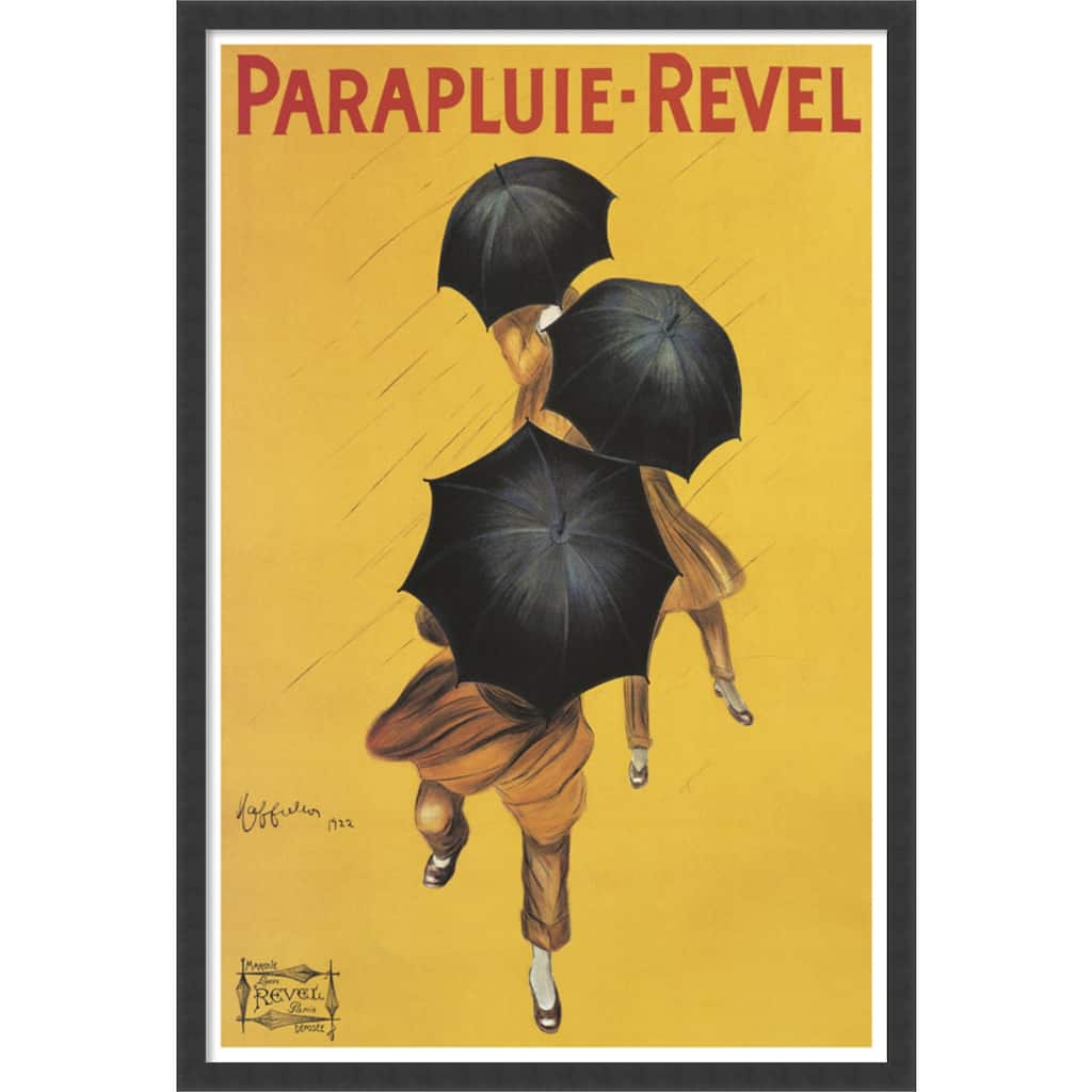 Leonetto Cappiello 'Parapluie Revel' Framed Textured Art - Yellow