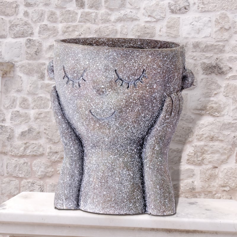 8"T x 6.5"D Polystone Eyelash Face Planter