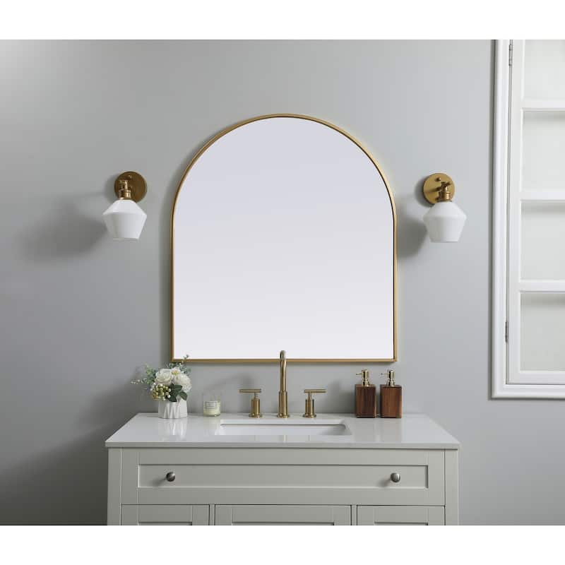 Indigo Home Metal Frame Arch Mirror 33x36 Inch