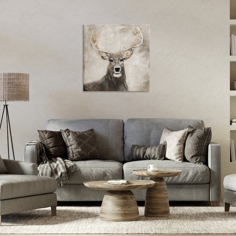 Stupell Gazing Deer in Neutrals Canvas Wall Art Design By Sally Swatland