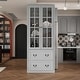 preview thumbnail 44 of 98, Modular Glass Doors Display Cabinet Combo Bookcase Home Office Pantry