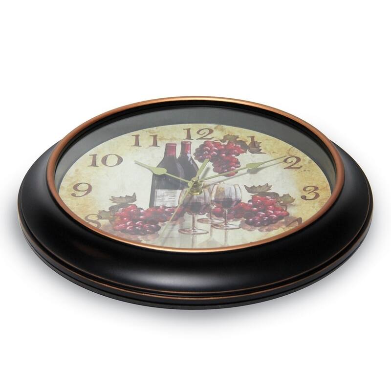 Curata Valencia Wine and Grape Dial Quartz Wall Clock with Silent Movement