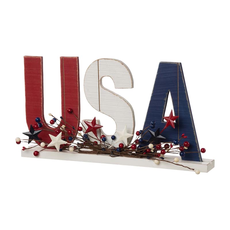 Glitzhome Patriotic Americana Flag USA Table Decor