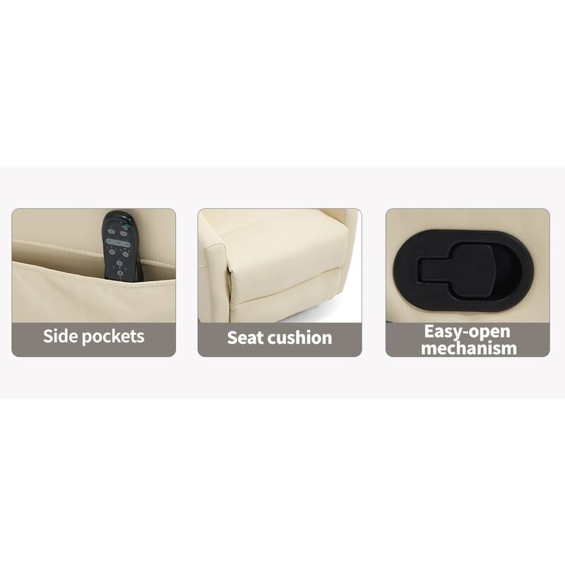 Roomfitters Manual Swivel Rocker Recliner Chair with Heat and Massage Fabric Glider Lounge Sofa for Living Room