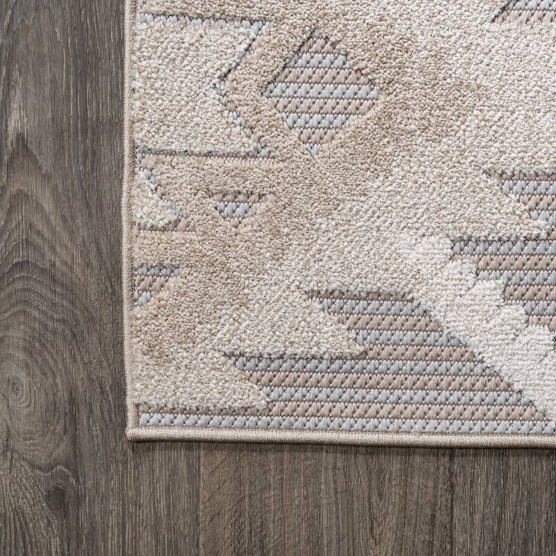 JONATHAN Y Duwun High-Low Pile Neutral Diamond Kilim Indoor/Outdoor Area Rug