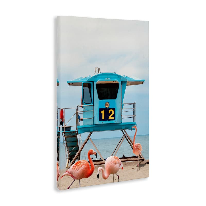 Stupell Beach Shore with Flamingoes Canvas Wall Art Design By Ashley Singleton
