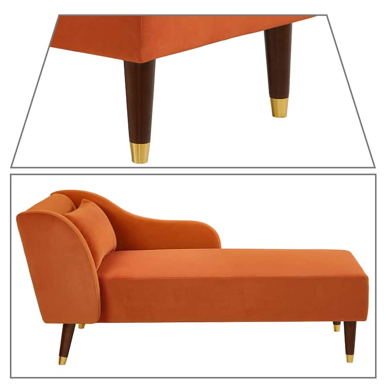Mid-Century Vintage Velvet Upholstered Leisure Chaise Lounge with a Pillow