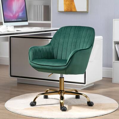 Nordic Modern Velvet Swivel Chair with Golden Base & Wheels