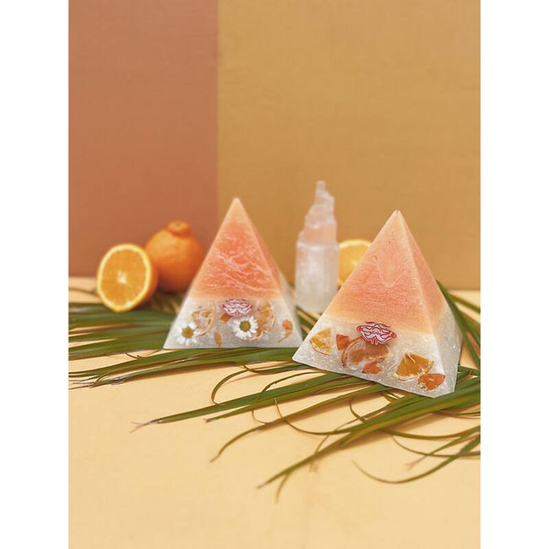 Selaluz Candles Florida Orange Crystal Pyramid Candle Bed Bath