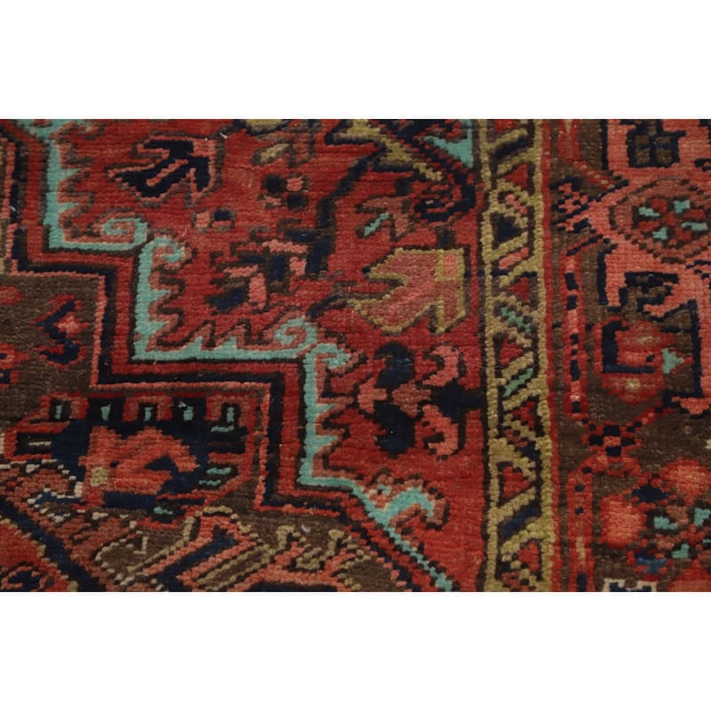Hand Knotted Oriental 100% Wool Carpet Traditional Medallion Oranges & Rust Heriz Area Rug - 6' 11'' X 4' 7''
