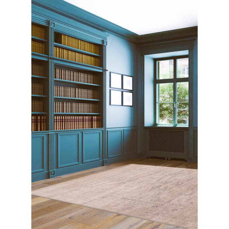 ECARPETGALLERY Hand Loomed Elysian Light Grey Viscose, Wool Rug - 7'11 x 11'1