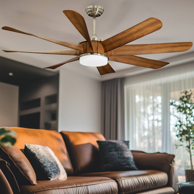 60 inch Ceiling Fan with Light and Remote, Reversible Motor, 8-Blade with 6-Speed Option, Timer