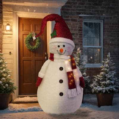 Festive 72 Inch Battery Operated Lighted Collapsible Snowman