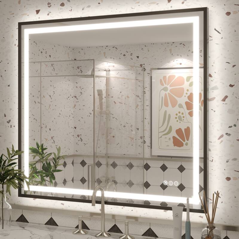 KIOTEE 24V Ultra-Bright LED Bathroom Mirror, Anti-Fog, Tempered Glass - 40x36