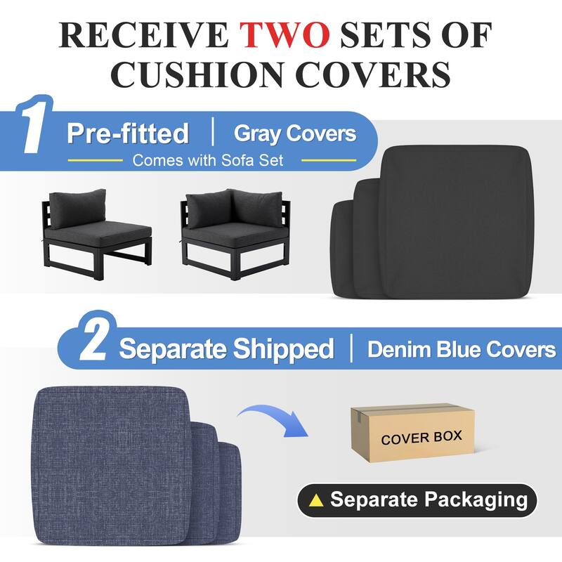 FINCATI Aluminum Outdoor Patio Furniture Conversation Sectional Sofa Set