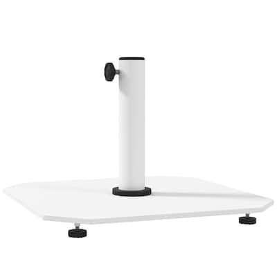 White Metal Umbrella Base for Outdoor Patio Garden Deck Pool Stands Up to 8.2 Foot Umbrellas - 19.5" L x 19.5" W x 13.4" H