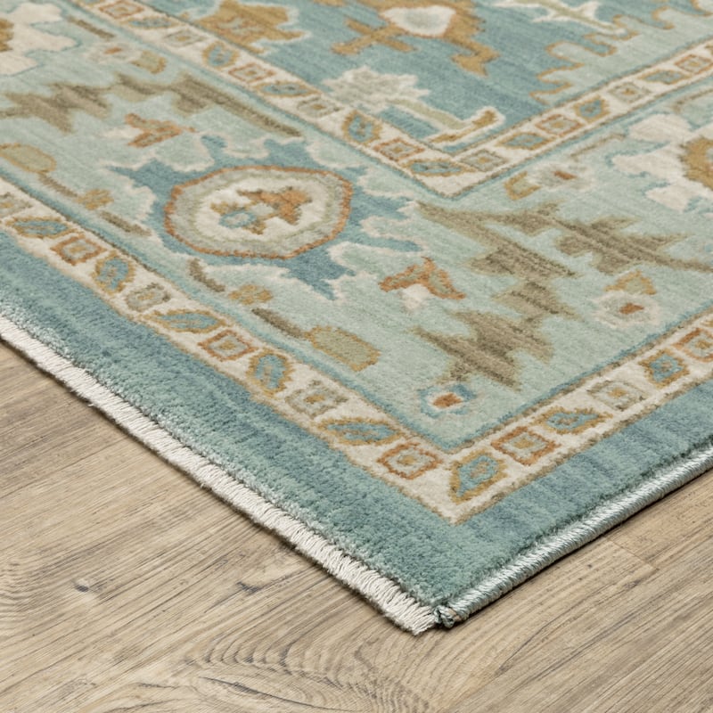 Meadow Traditional Oriental Teal/ Rust Area Rug
