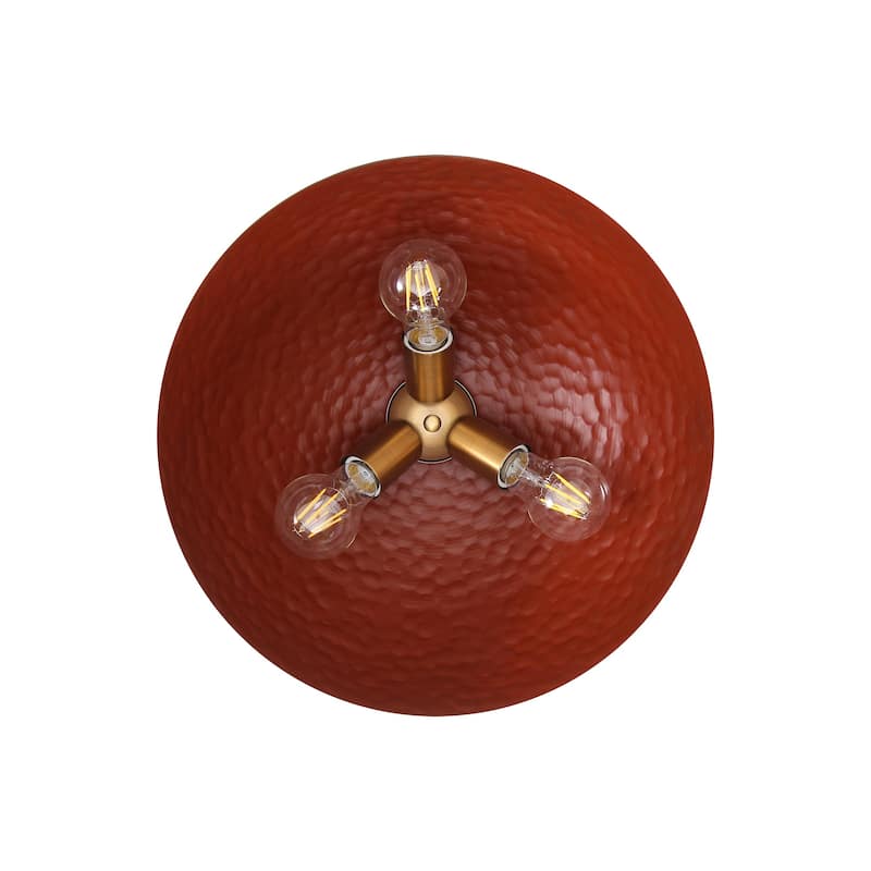 Golden Lighting Shepard 3-light Flush Mount in Modern Brass and Russet Clay shade