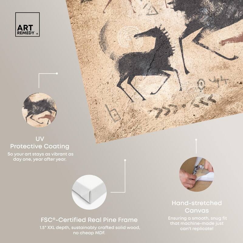 Cave Drawing Horses Canvas by Art Remedy, Gallery Wrapped