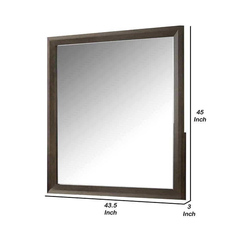 Fel Dresser Mirror, Beveled Glass, Dark Brown Wood Frame, 44x45