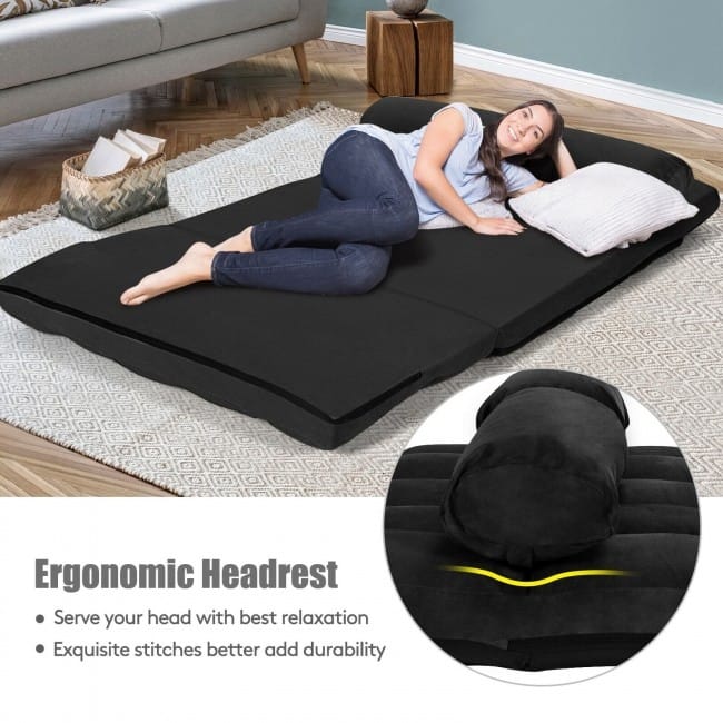 Adjustable 6-Position Floor Sofa Bed with Removable Cloth Cover - 71" x 44.5" x 5.5" (L x Wx H)