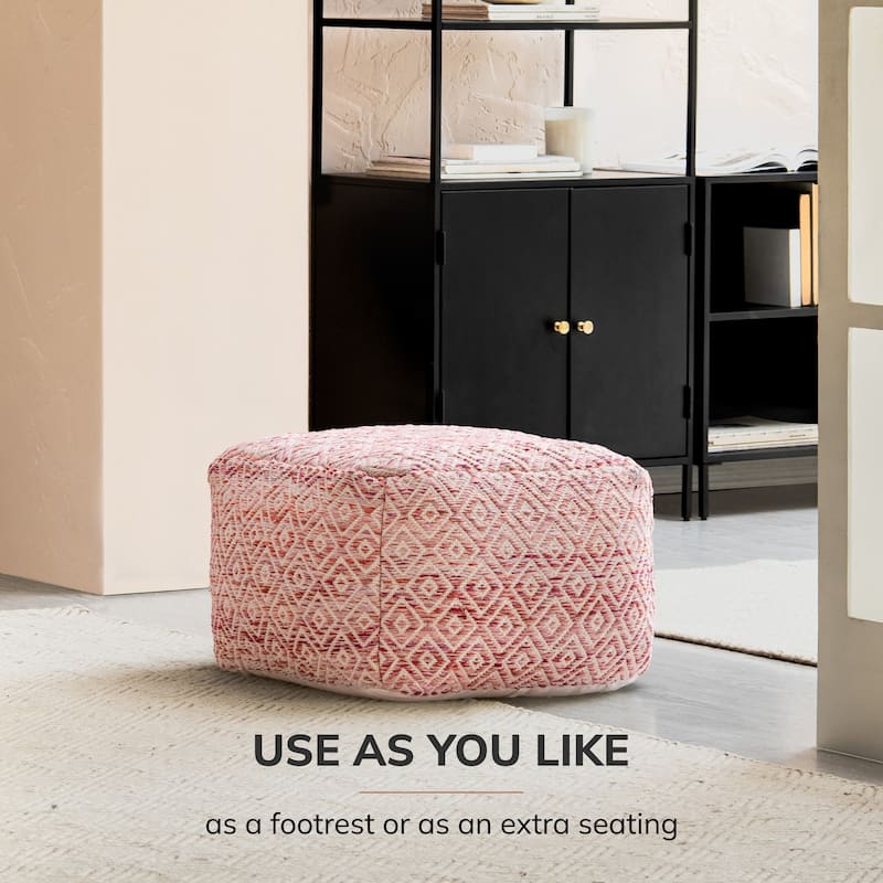Jani 22-inch Ottoman Pouf - Handcrafted Handmade Ottoman for Seating, Footrest, Home Decor for Living Room, Bedroom