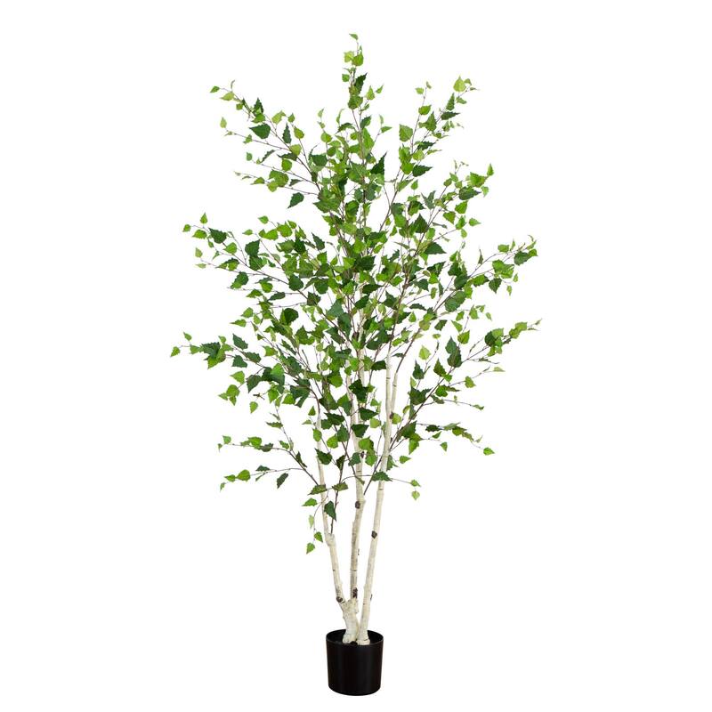 7' Artificial Birch Tree with Real Touch Leaves - Green
