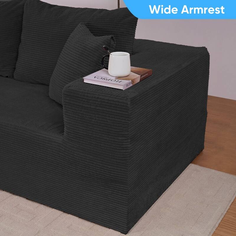 Mixoy Modern 113''Minimalist 2-Piece Corduroy Modular Chaise Sectional Sofa Deep Seat,L-Shaped Upholstered Couch With Chaise