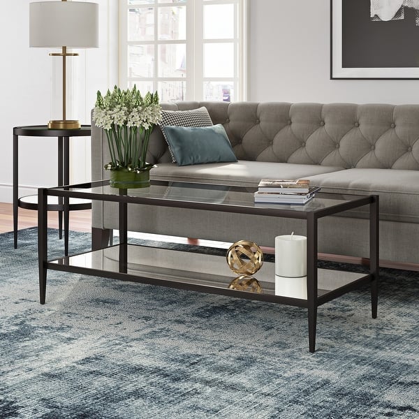 slide 2 of 35, Hera 45'' Wide Rectangular Coffee Table with Mirror Shelf