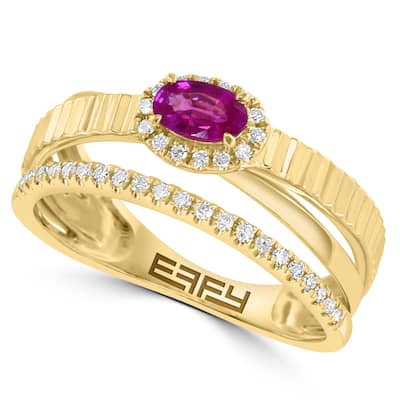 EFFY 14K Gold Diamond Natural Ruby Ring