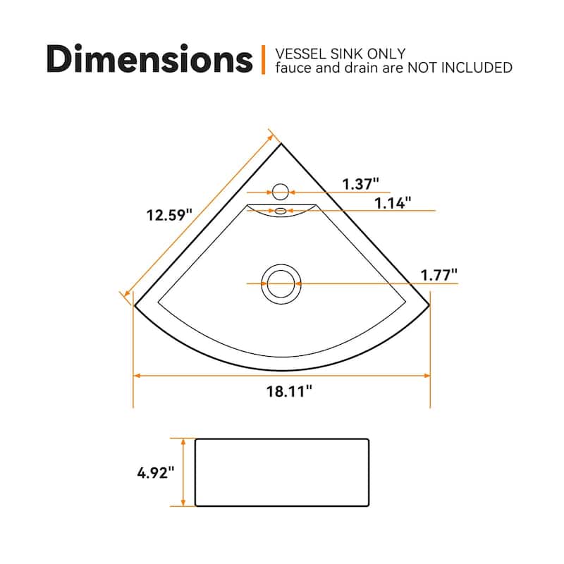 HOROW 12.6 in. Corner Wall-Hung Bathroom Sink in White with Overflow