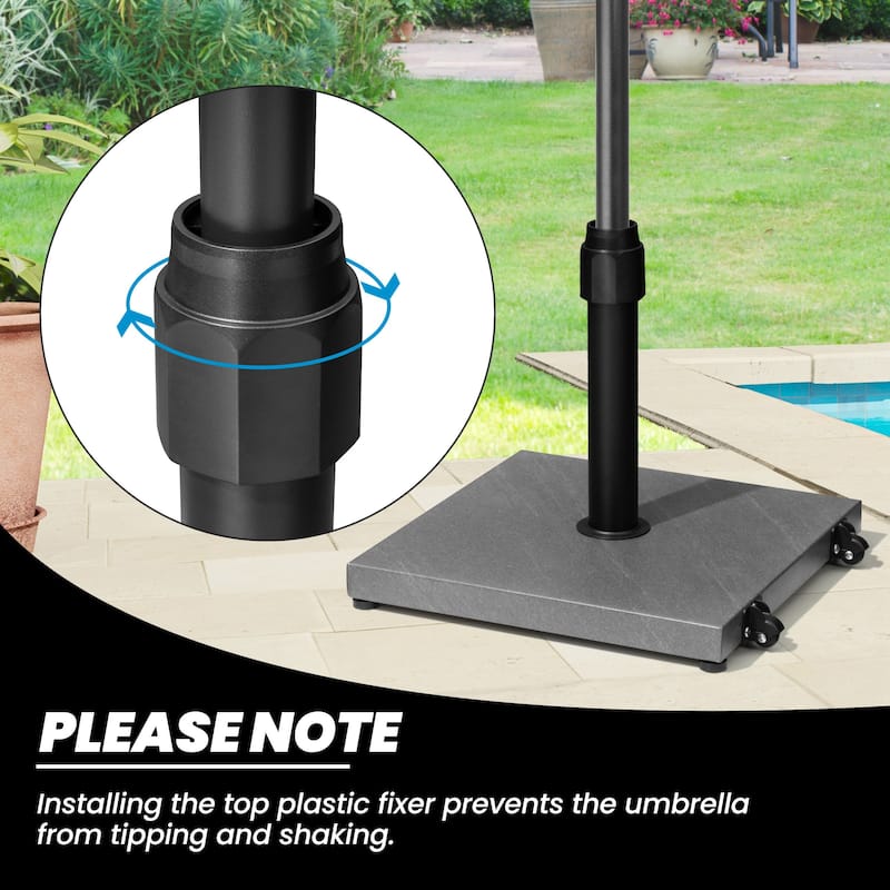 Outdoor Market Umbrella Base Holder Square Concrete / Cement Metal w/Wheels
