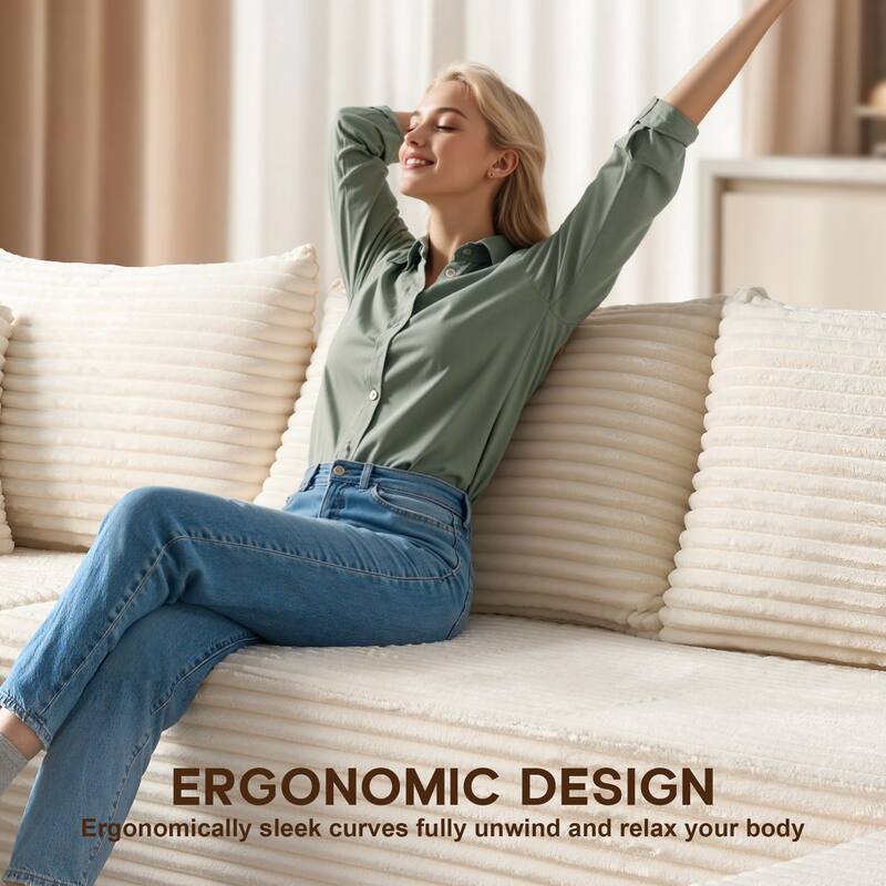 OVIOS 3 Piece Plush Sectional Non-Assembly Indoor Sofa