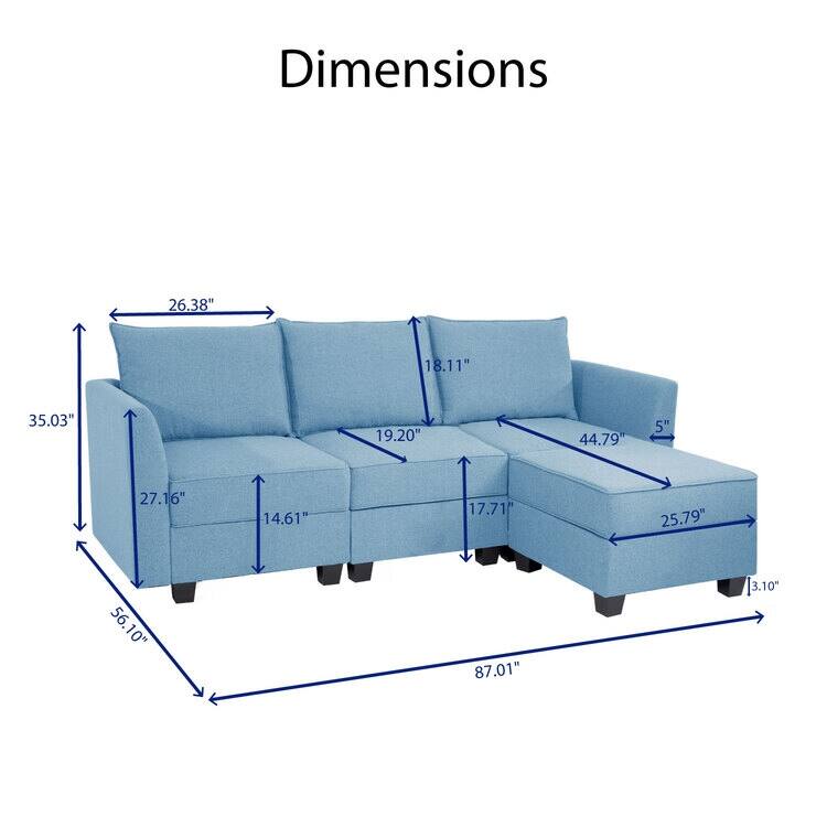 Modern DIY Collection - Convertible Modular Sectional Sofa - Linen Sofa Couch for Living Room Apartment Office